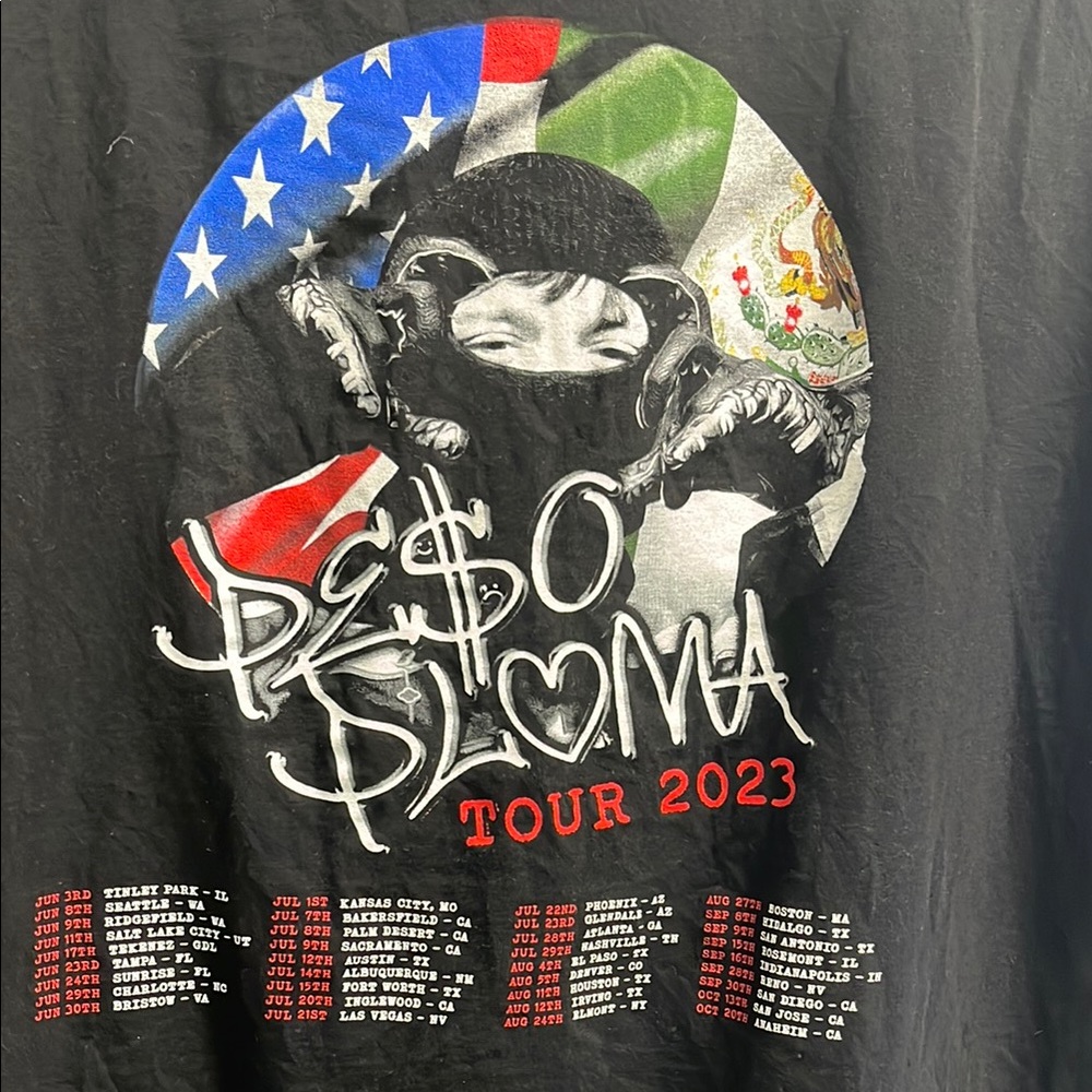 Preowned Peso Pluma 2023 Tour T-shirt Unisex Small Size . - Picture 10 of 16